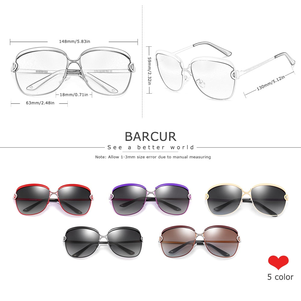 BARCUR Lunettes de soleil polarisées pour femme Femme