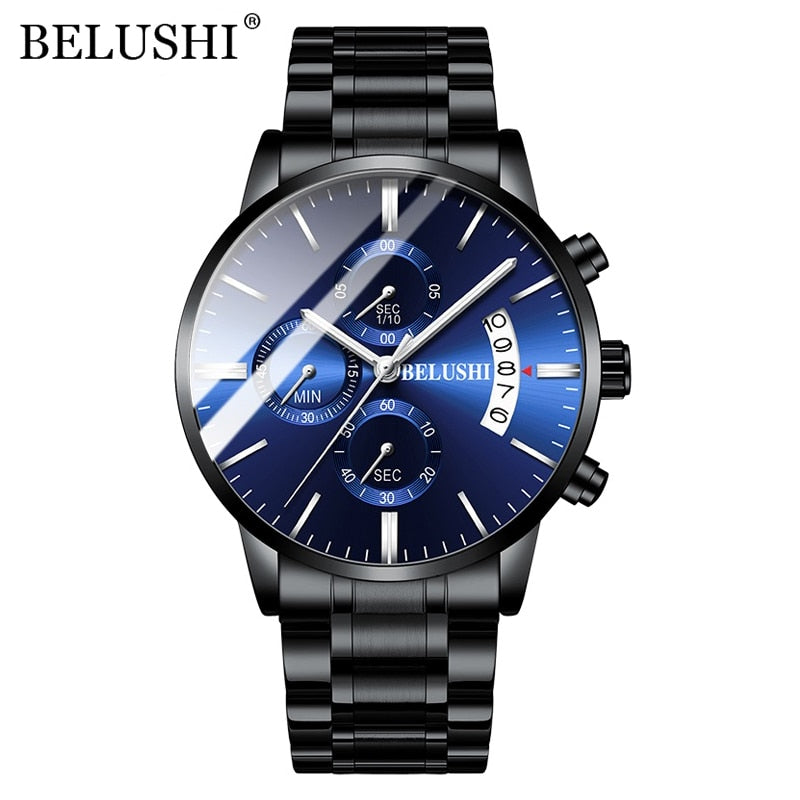 BELUSHI Mens Watches Full Steel Chronograph