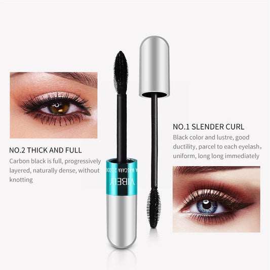 Mascara en fibre de soie 4d ​​imperméable et facile à sécher naturel doux long cils maquillage Mascara noir épais cils cosmétiques