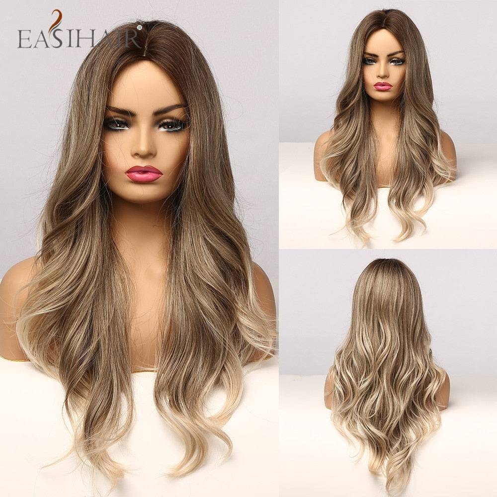 EASIHAIR Long Body Wave Light Brown Wigs