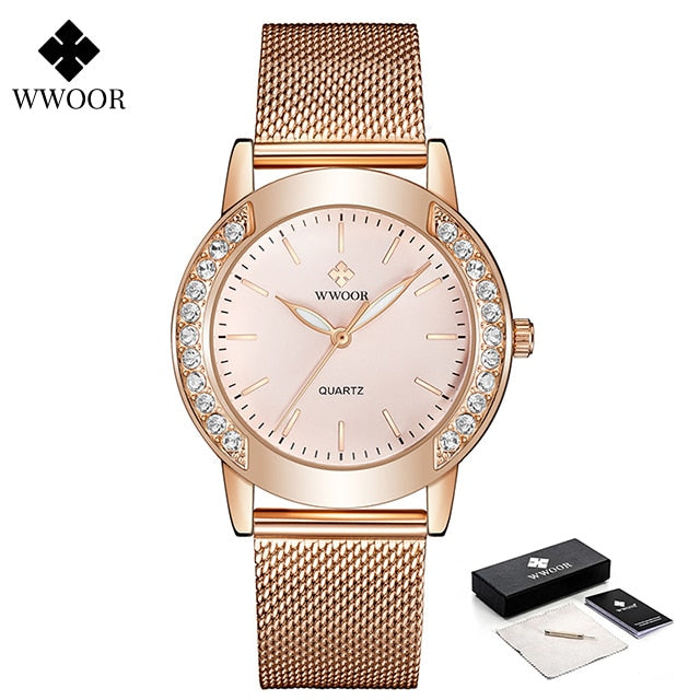 WWOOR Montres de luxe pour femmes avec diamants 2022