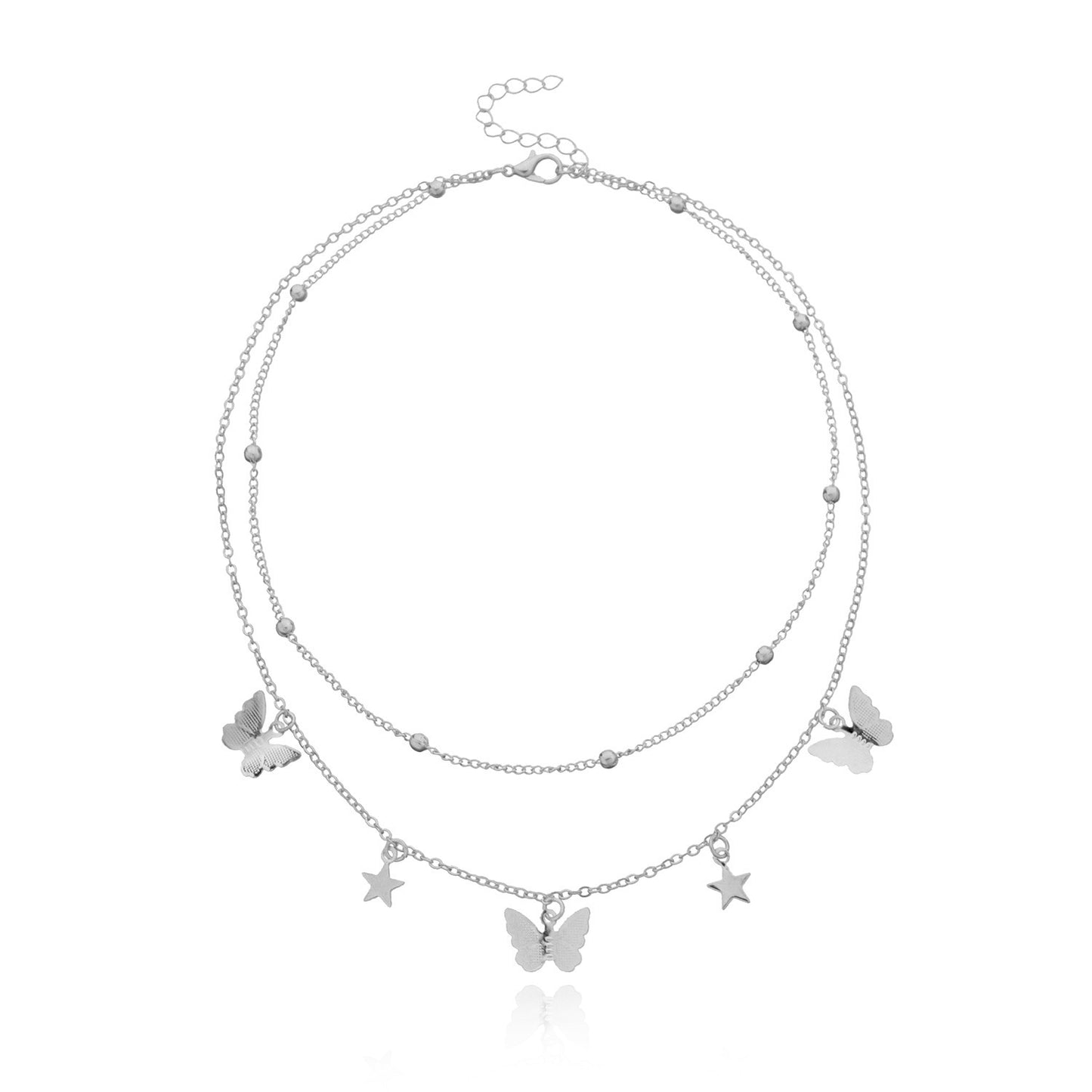 Collier chaîne de perles antique avec papillon