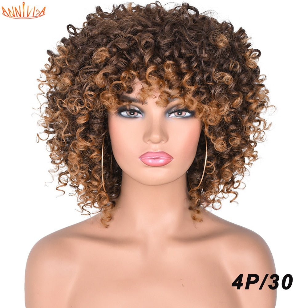 Perruques Afro Crépus Bouclés Cheveux Courts