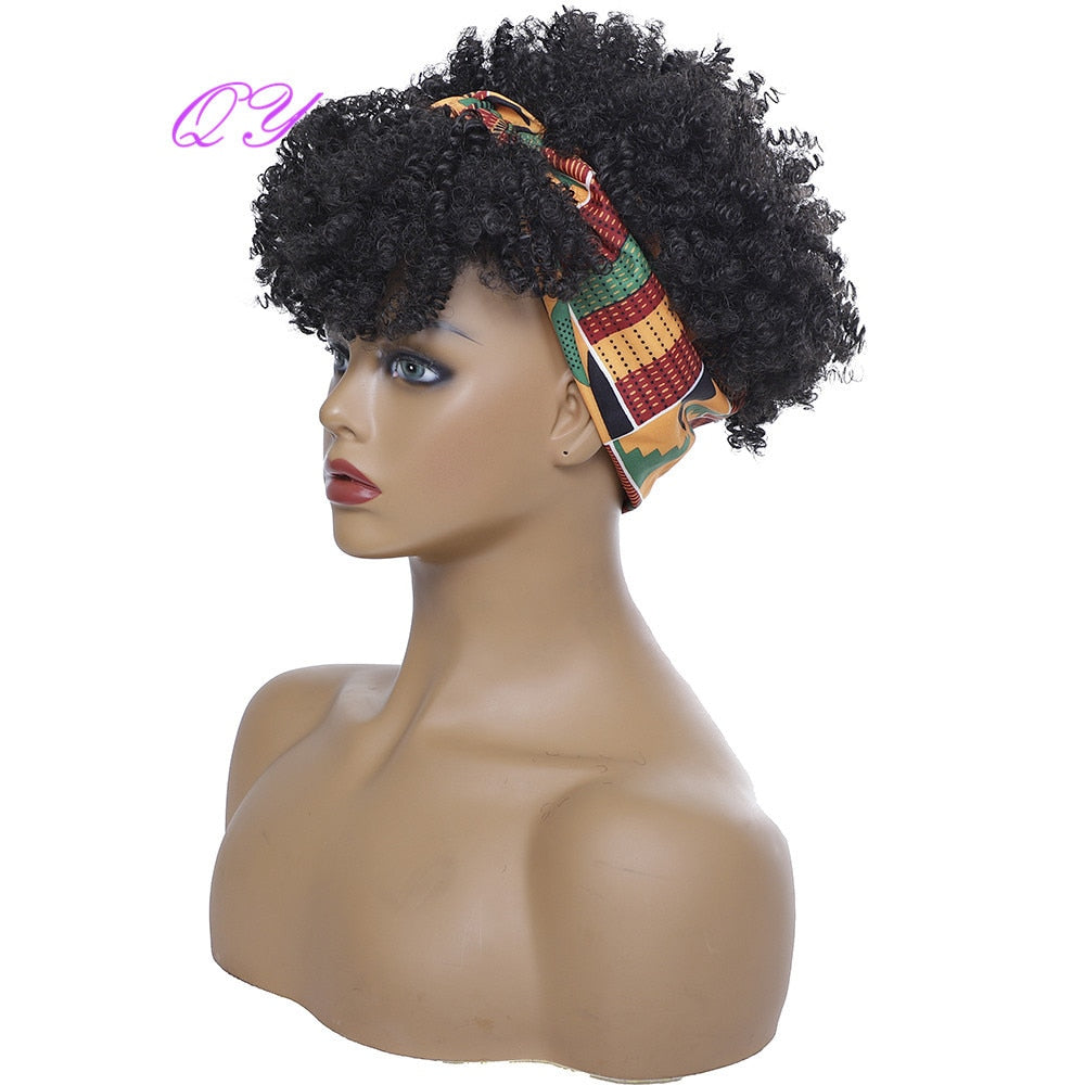 QY Hair Big Afro Kinky Curly Bandeau Perruques