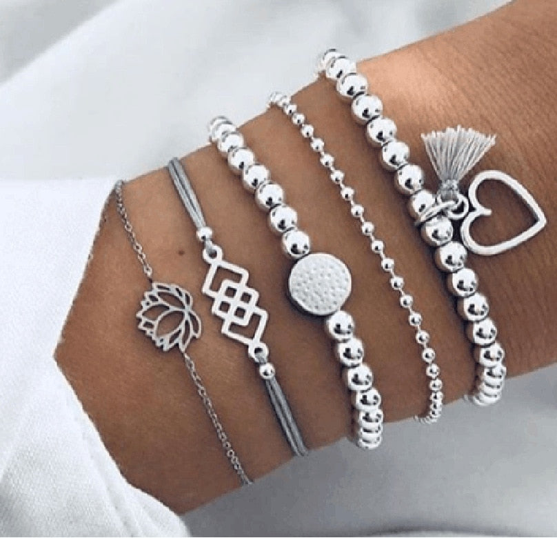 4 pièces/ensemble bracelets de chaînes en pierre de bohème