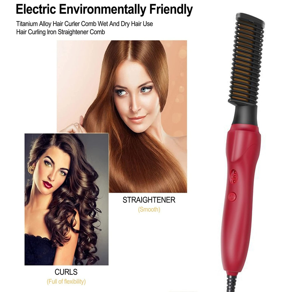 New 2 In 1 Hair Straightener Brush Professional Hot Comb