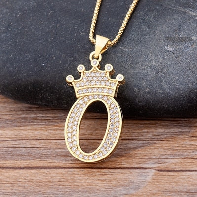 A-Z Crown Alphabet Pendant Chain