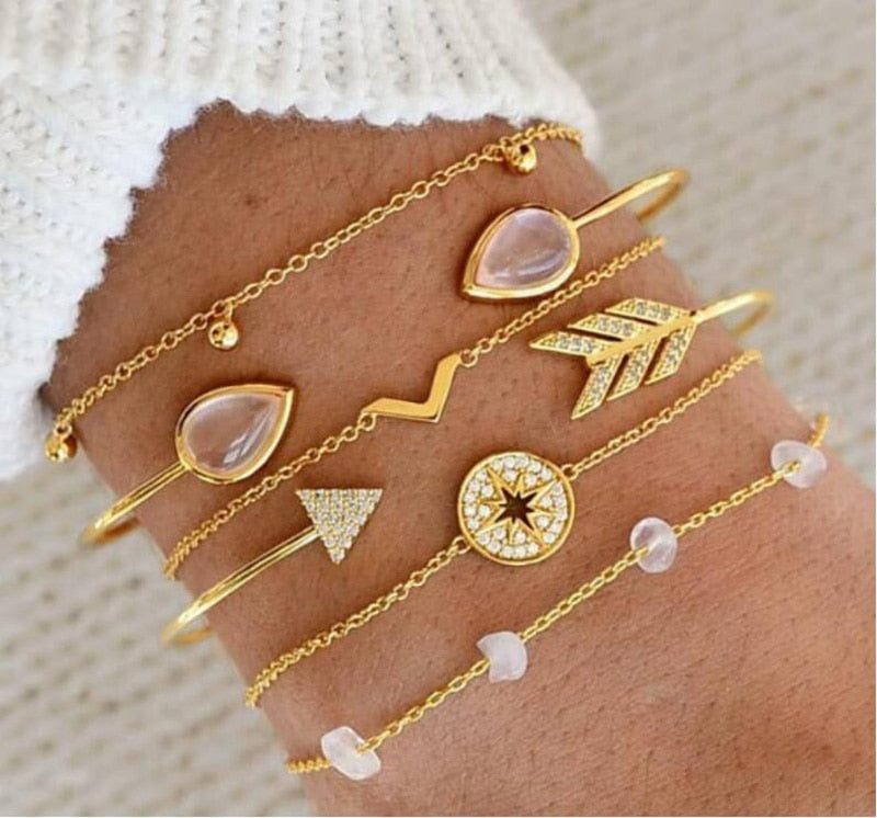 4pcs/Set Bohemian Stone chains bracelets