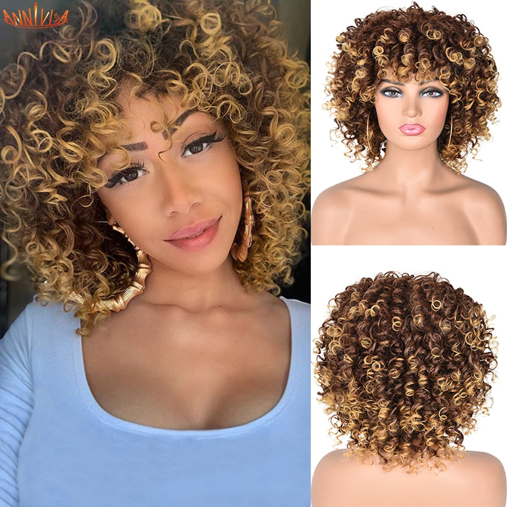 Short Hair Afro Kinky Curly Wigs