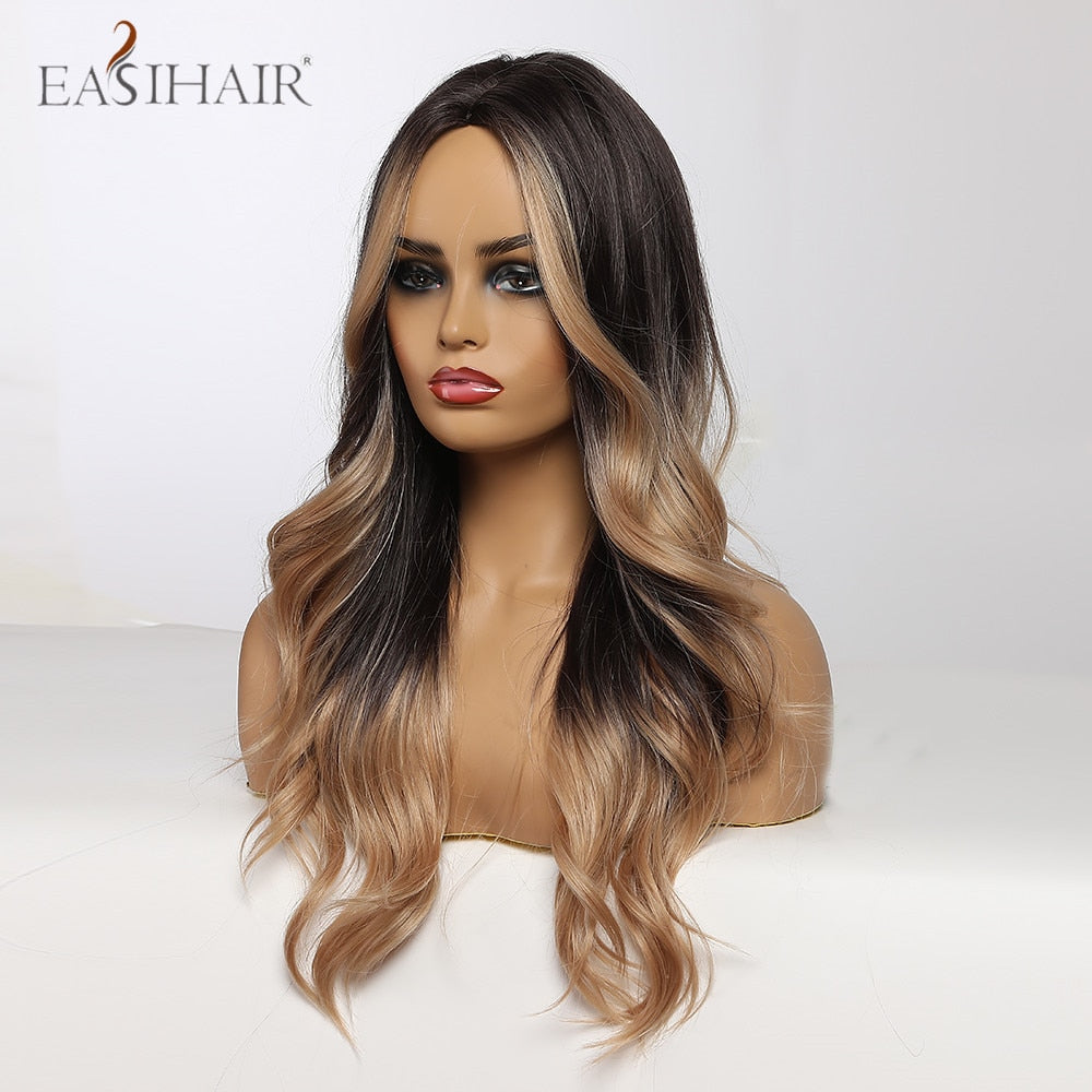 EASIHAIR Long Body Wave Light Brown Wigs