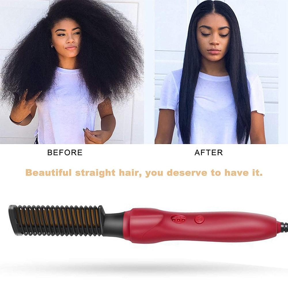 New 2 In 1 Hair Straightener Brush Professional Hot Comb