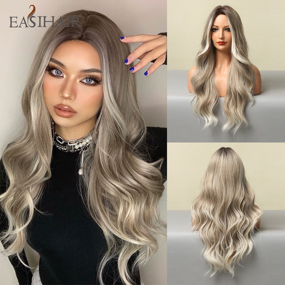 EASIHAIR Long Body Wave Light Brown Wigs