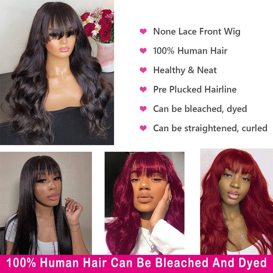 Human Hair Wigs With Bangs