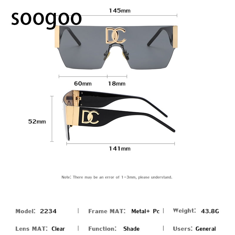 Vintage Square Rimless Sunglasses