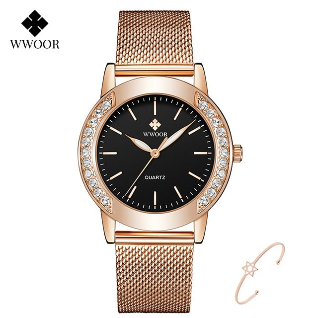 WWOOR Montres de luxe pour femmes avec diamants 2022