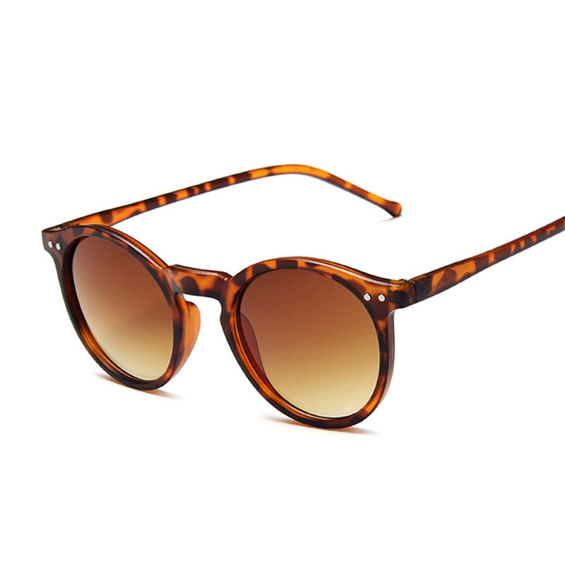 Vintage Leopard Round Sunglasses Woman