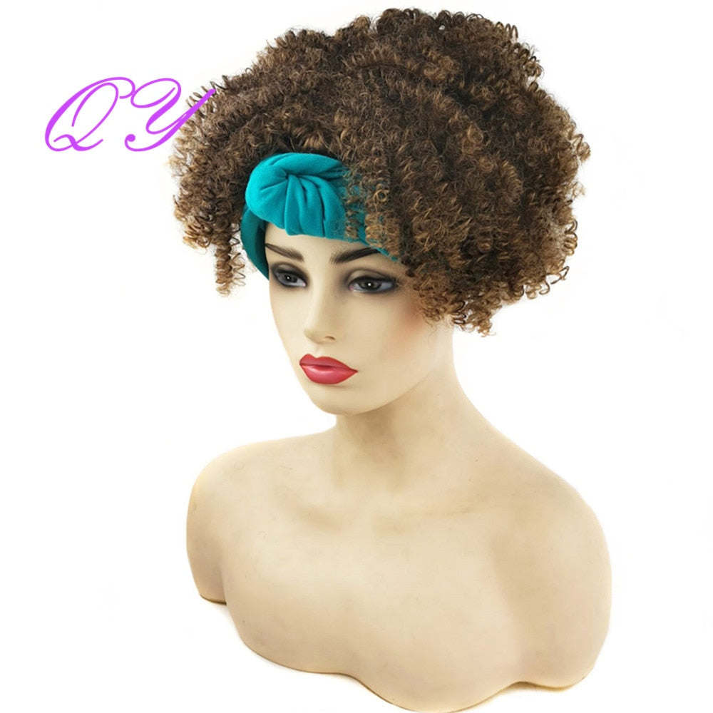 QY Hair Big Afro Kinky Curly Bandeau Perruques