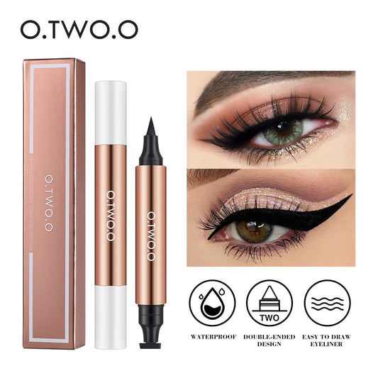 O.TWO.O Eyeliner Stamp Noir Liquide Eyeliner Stylo Étanche À Séchage Rapide Double-extrémité Eye Liner Crayon Maquillage pour Femmes Cosmétiques