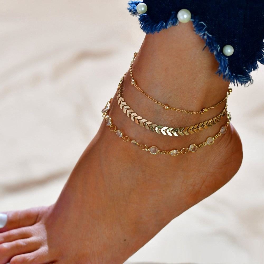 Female Bohemian Shell Anklets