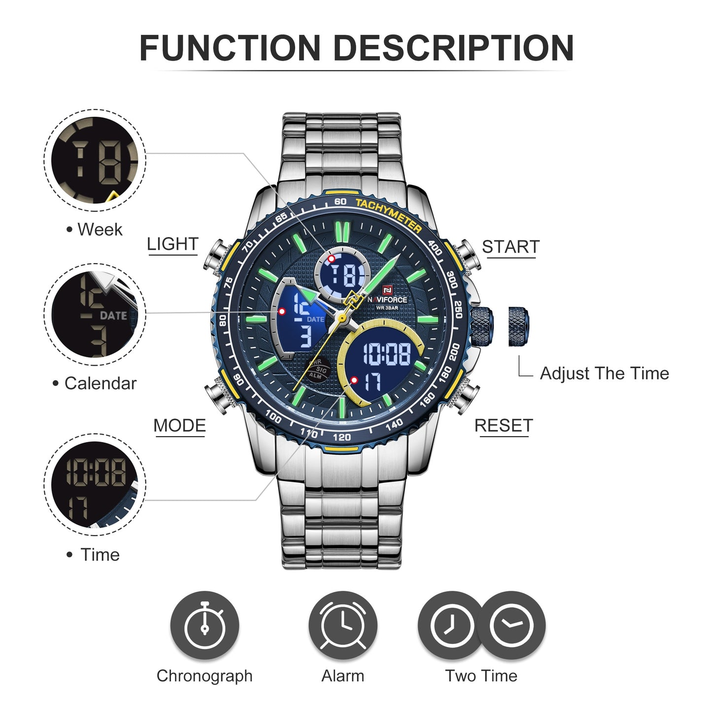 NAVIFORCE Montre Homme Marque de Luxe