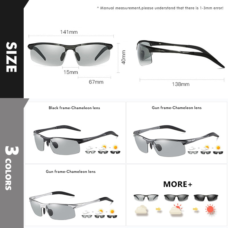 Aluminum Rimless Photochromic Sunglasses