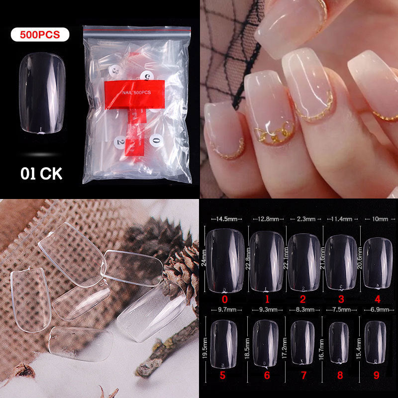 500pcs faux ongles conseils couleur transparente