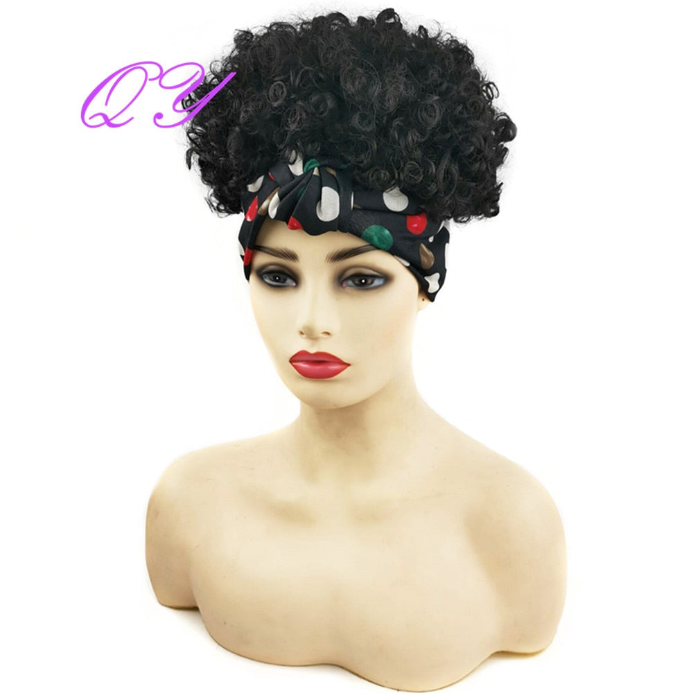 QY Hair Big Afro Kinky Curly Bandeau Perruques