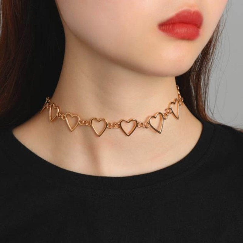 Collier creux coeur doux amour coréen