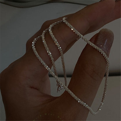 Sparkling Silver Color Choker Necklace