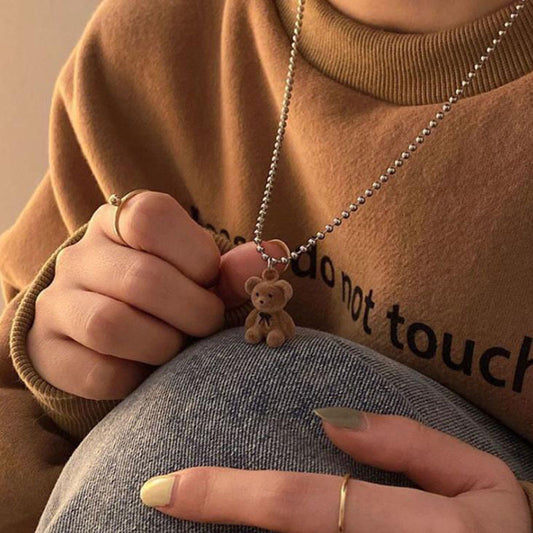 Cute Plush Bear Pendant Necklace