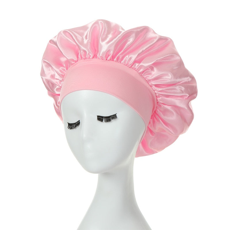 Women Night Sleep Hair Caps Silky Bonnet