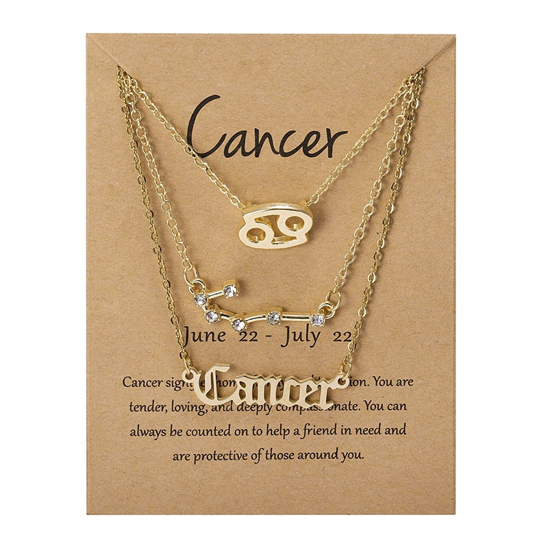 3Pcs/set 12 Zodiac Sign Necklace