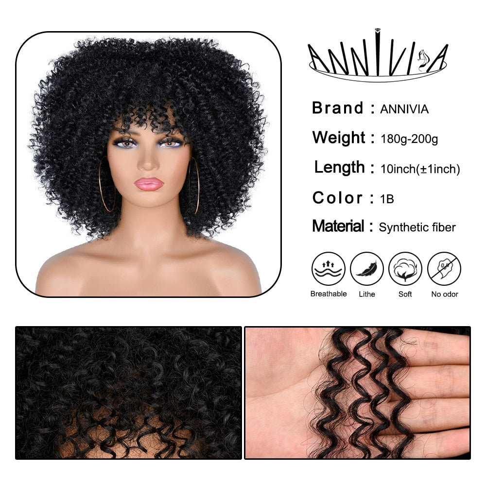 Perruques Afro Crépus Bouclés Cheveux Courts