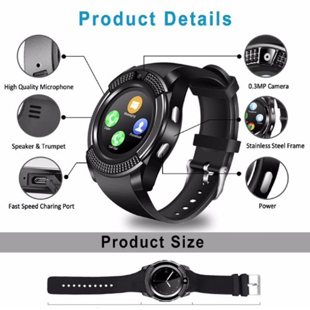 V8 Smart Watch Bluetooth Call Fitness