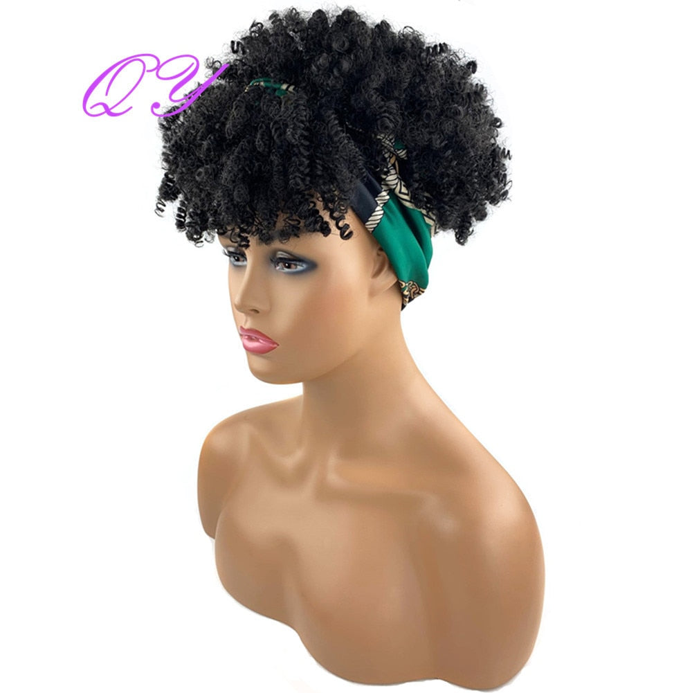 QY Hair Big Afro Kinky Curly Bandeau Perruques