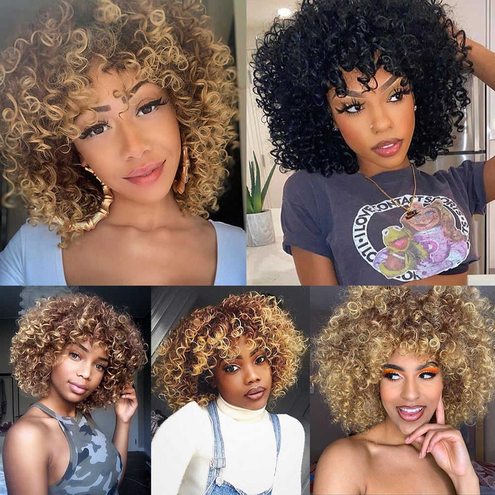 Short Hair Afro Kinky Curly Wigs