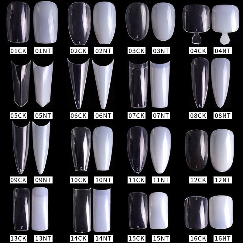 500pcs Fake Nail Tips Transparent Color