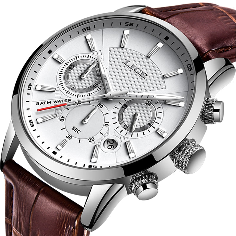 2022 Nouvelles montres pour hommes LIGE Top Brand Leather