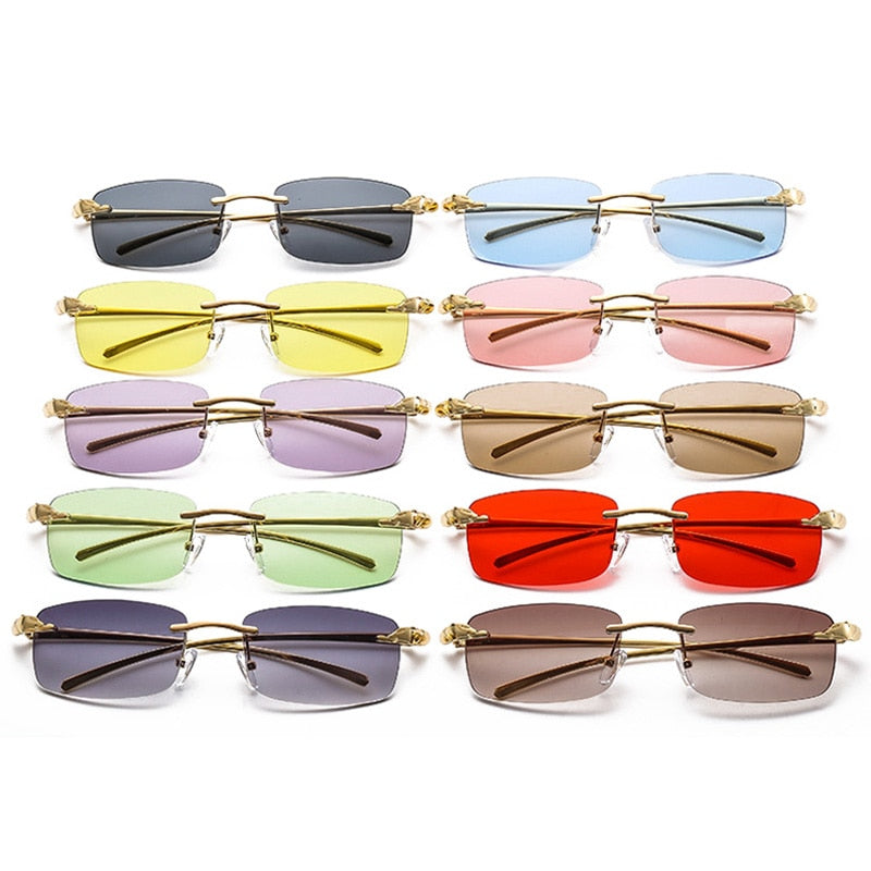 Cheetah Rimless Rectangle Sunglasses