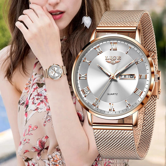 LIGE Brand Women Watches Ultra-thin