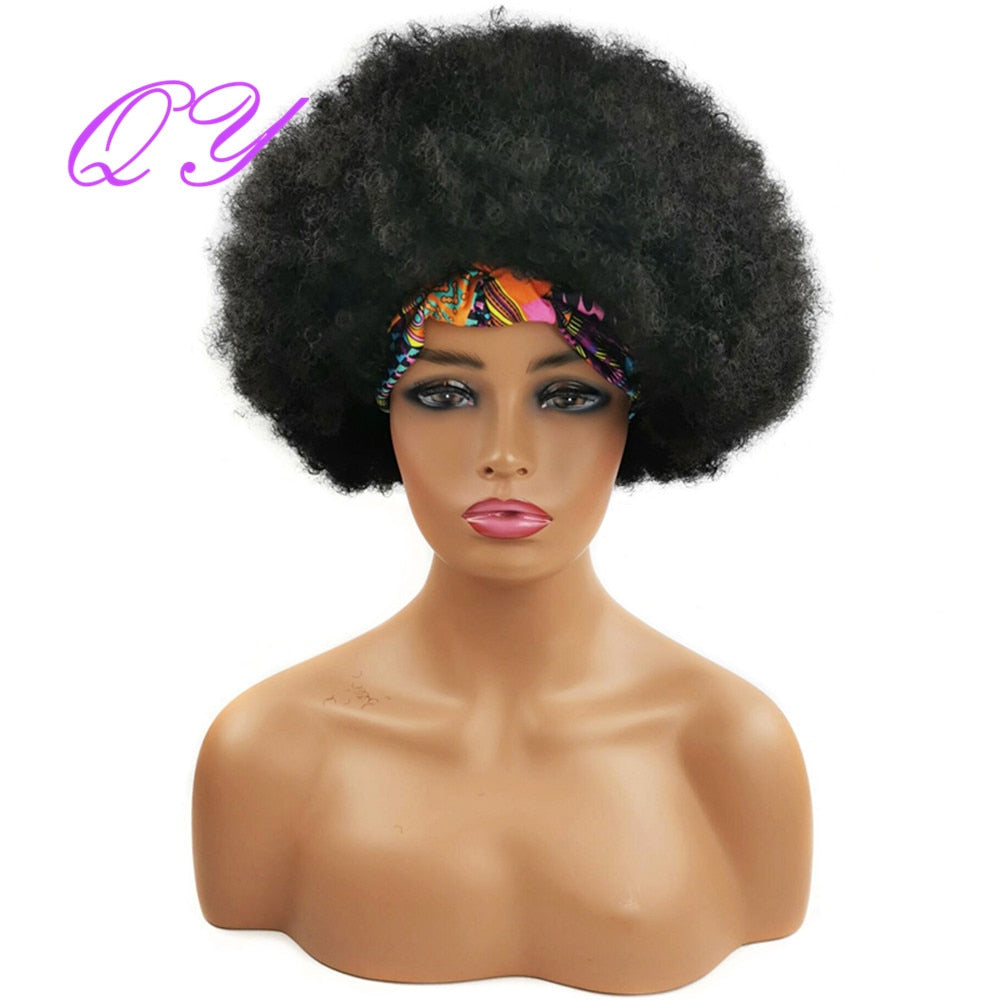 QY Hair Big Afro Kinky Curly Bandeau Perruques