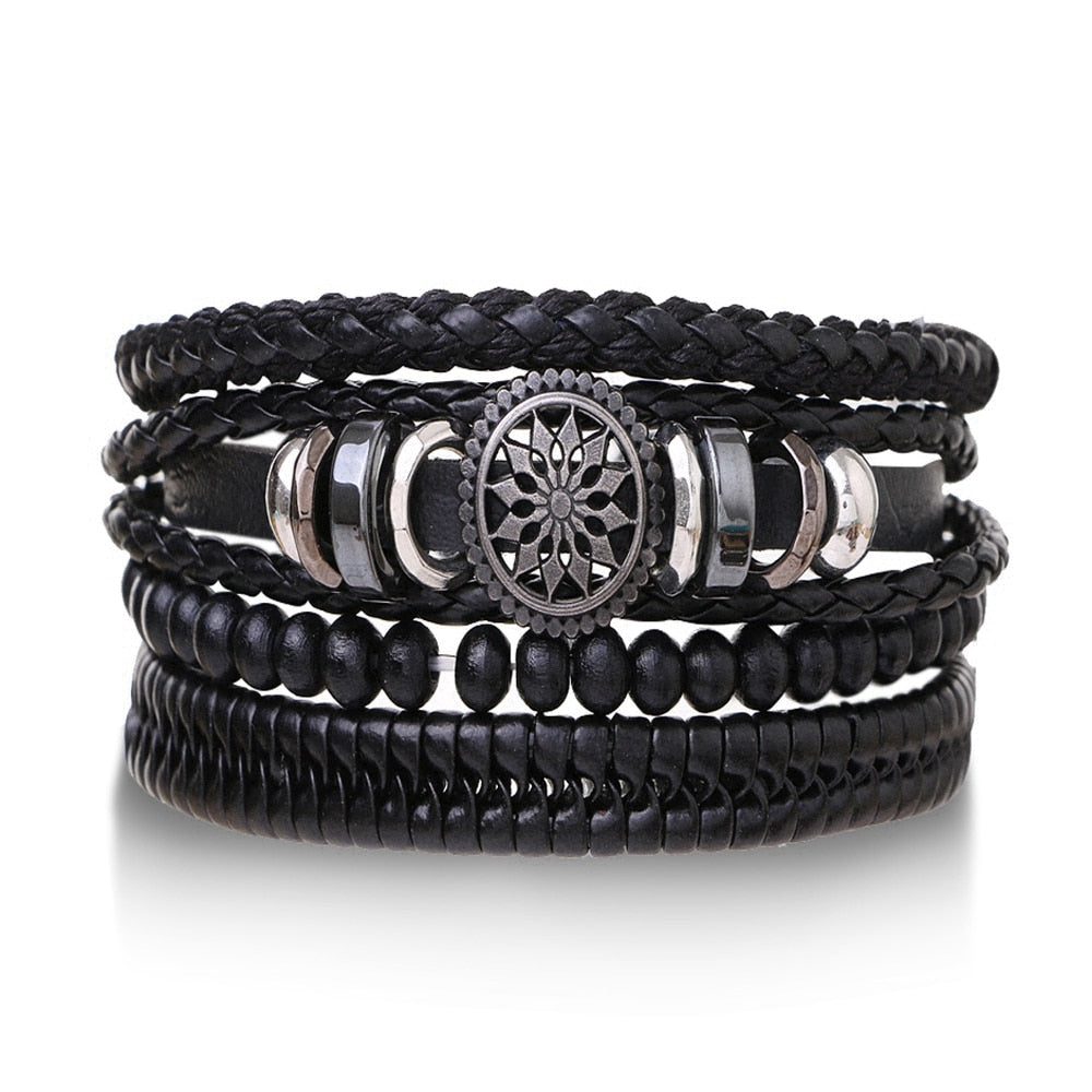 IFMIA Bracelets de perles noires vintage pour hommes