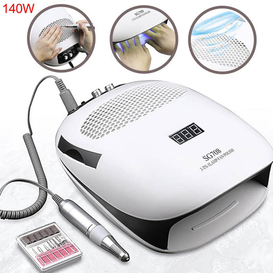 140W 3 IN 1 Nail Lamp Dryer Electric Nail Drill