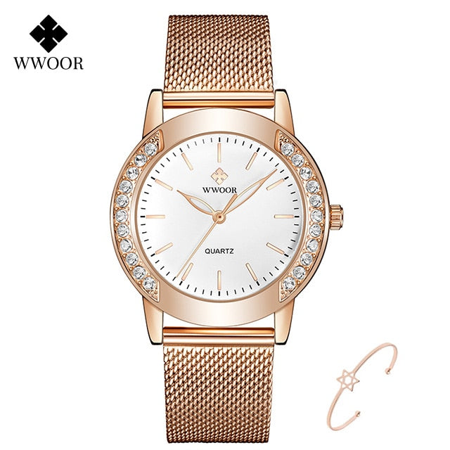 WWOOR Montres de luxe pour femmes avec diamants 2022