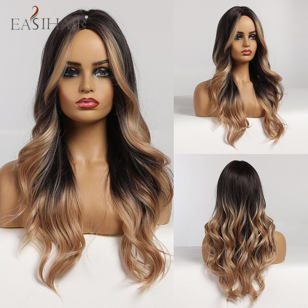 EASIHAIR Long Body Wave Light Brown Wigs