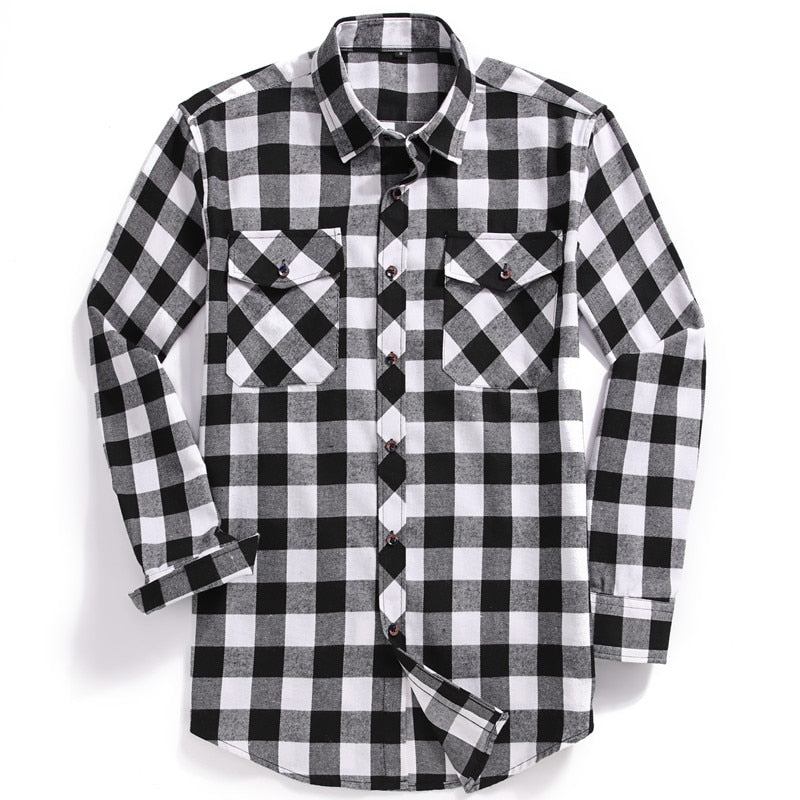 Men Casual Plaid Flannel Shirt