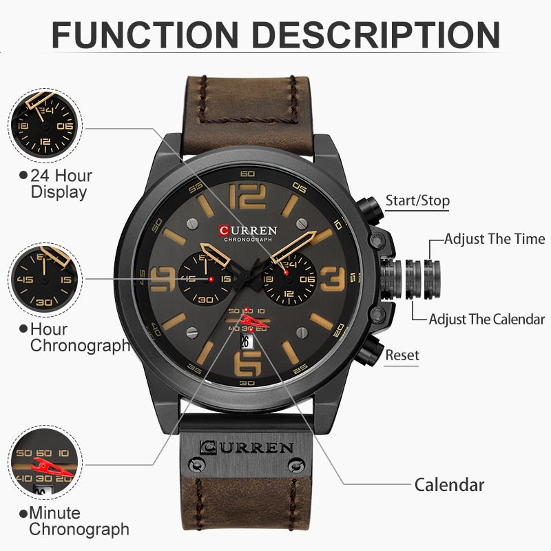 CURREN Mens Watches Top Luxury Brand