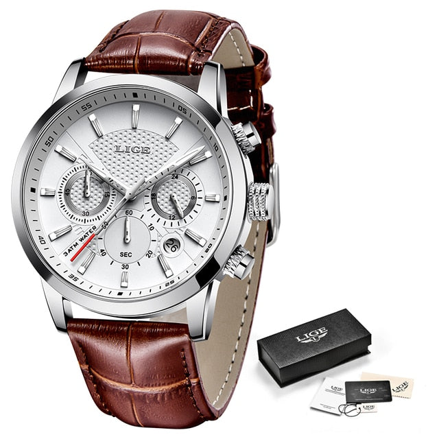 2022 New Mens Watches LIGE Top Brand Leather