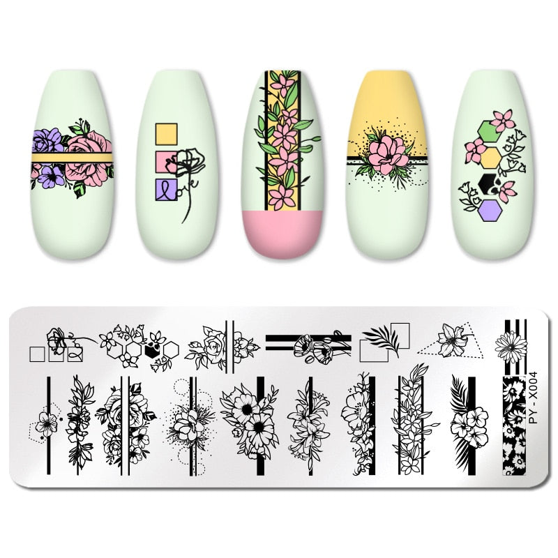 PICT YOU 12*6 cm Nail Art Modèles Estampage Plaque Conception Fleur Animal Verre Température Dentelle Timbre Modèles Plaques Image