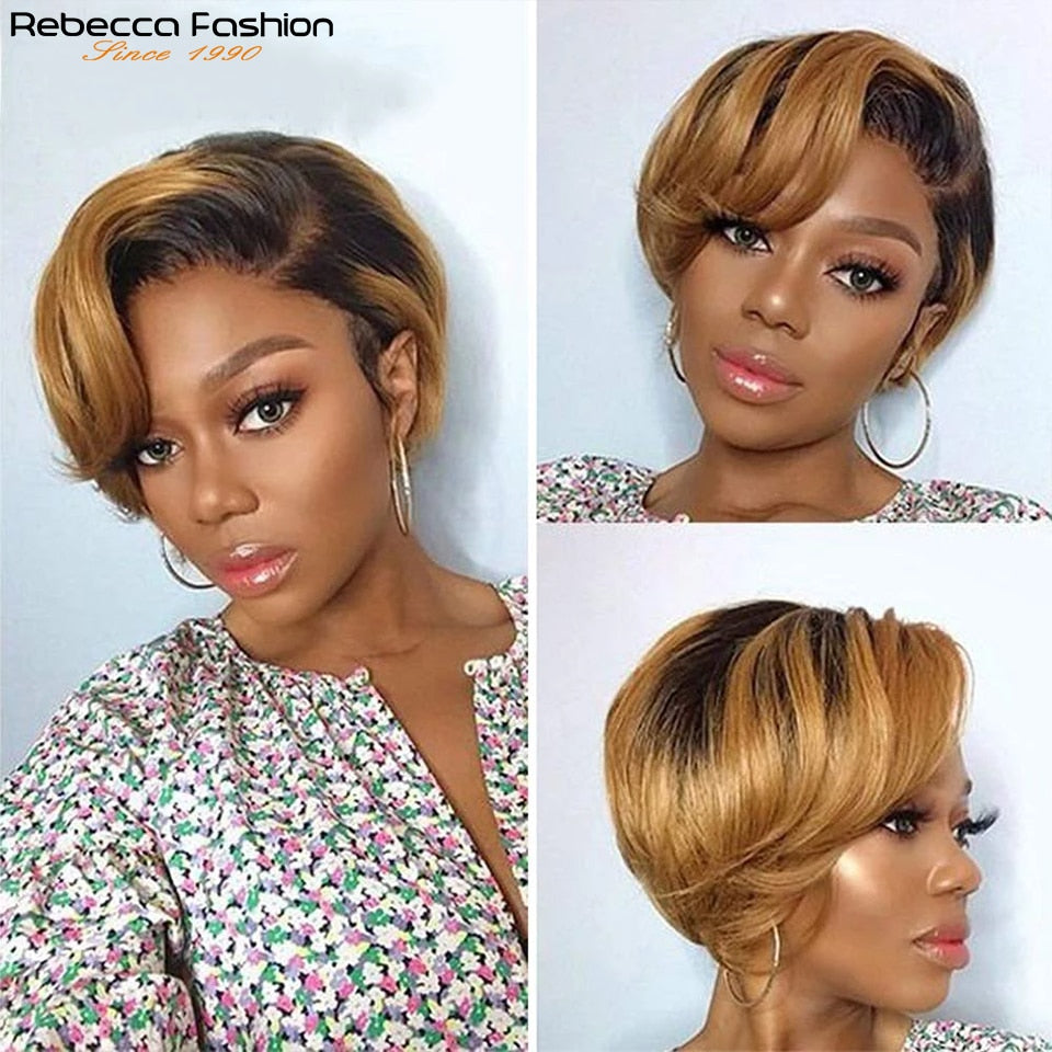 Pixie Cut Wig 13x6x1 T Part Transparent Lace Brazilian